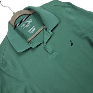 Nautica Deck Polo Green Classic Fit Performance Cotton Blend Short Sleeve Mens L